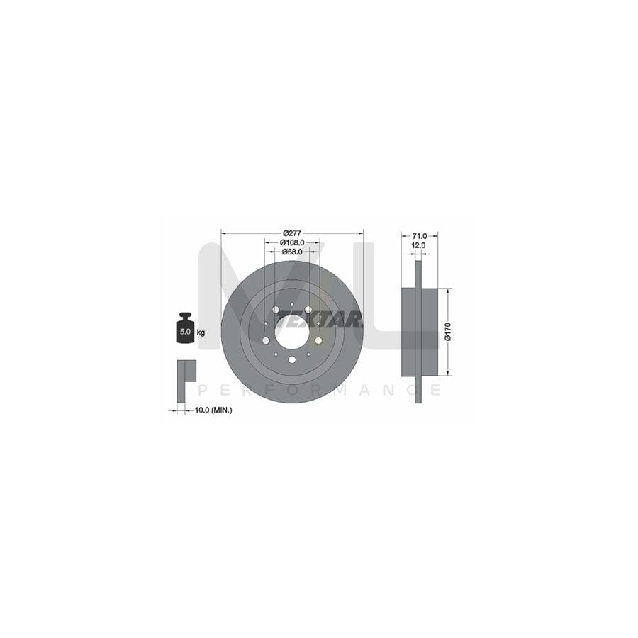TEXTAR 92100800 Brake Disc Solid, without wheel hub, without wheel studs | Performance Parts Direct Car Parts
