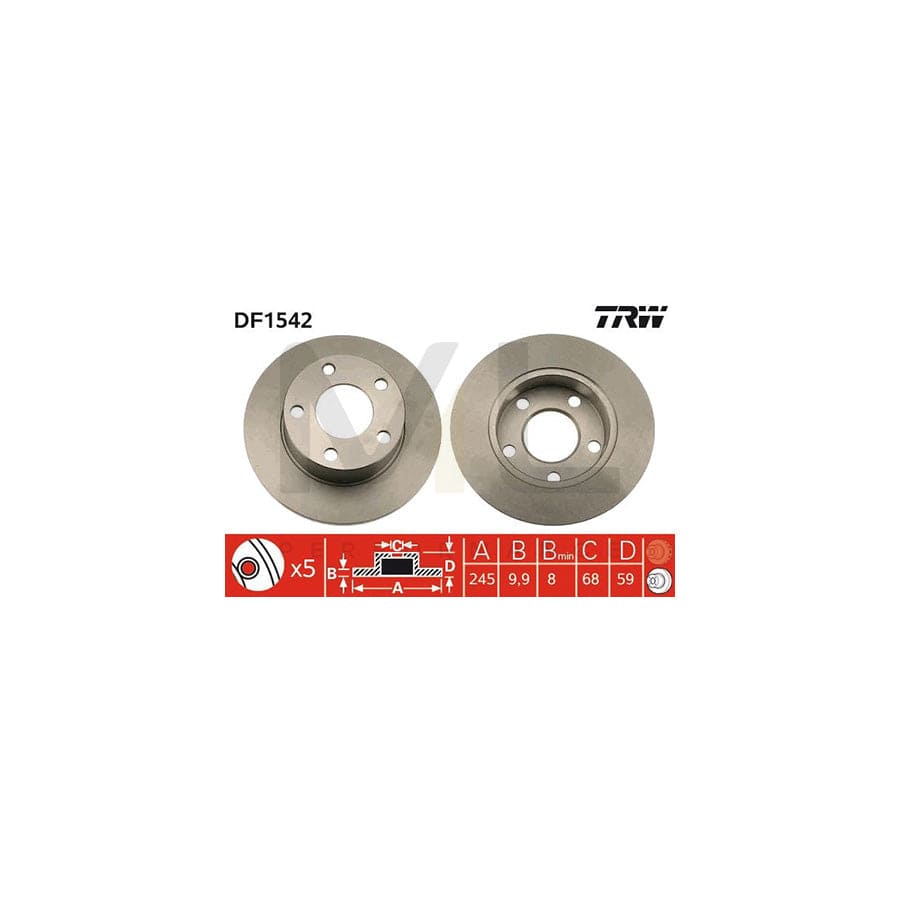 TRW DF1542 Brake Disc Solid, Painted | Performance Parts Direct Car Parts