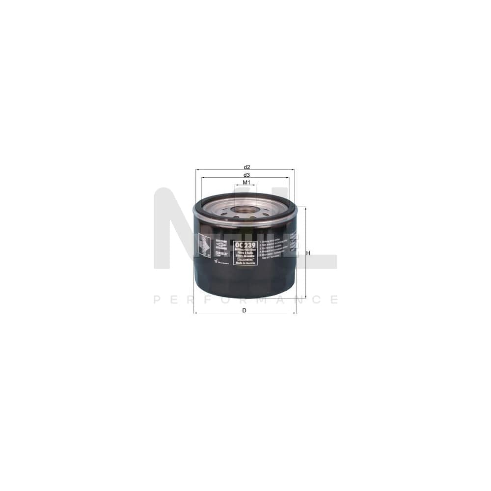 MAHLE ORIGINAL OC 239 Oil Filter Spin-on Filter | Performance Parts DirectCar Parts
