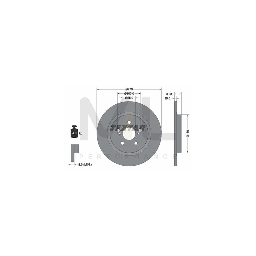 TEXTAR PRO 92228303 Brake Disc for LEXUS CT (ZWA10_) Solid, Coated, without wheel hub, without wheel studs | Performance Parts Direct Car Parts