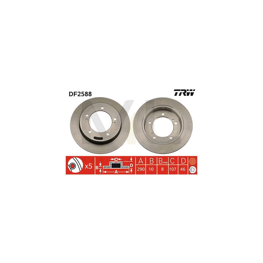 TRW DF2588 Brake Disc Solid, Painted | Performance Parts Direct Car Parts