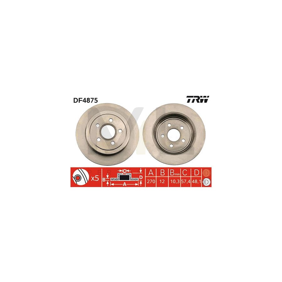 TRW DF4875 Brake Disc Solid, Painted | Performance Parts Direct Car Parts