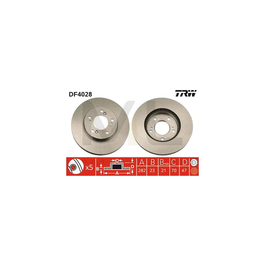 TRW DF4028 Brake Disc Vented, Painted | Performance Parts Direct Car Parts