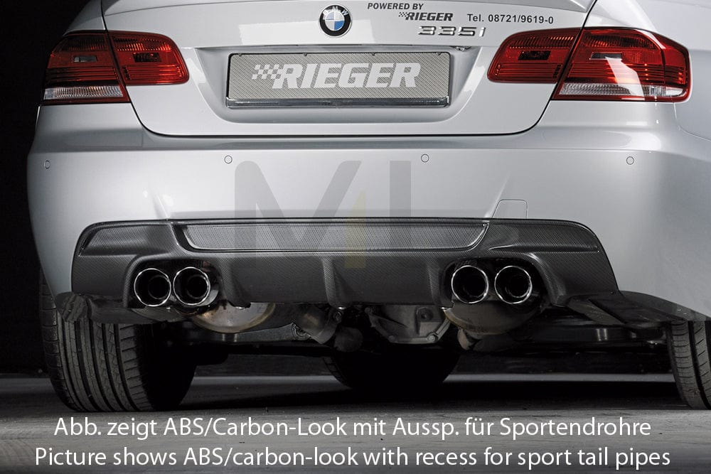 Rieger 00053460 BMW 3 Series E92 E93 Rear Diffuser for Original Tailpipe Left & RIght -  Matte Black
