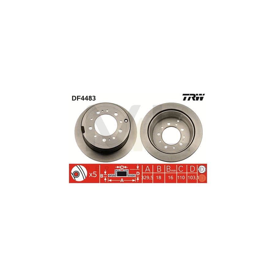 TRW DF4483 Brake Disc Vented, Painted | Performance Parts Direct Car Parts