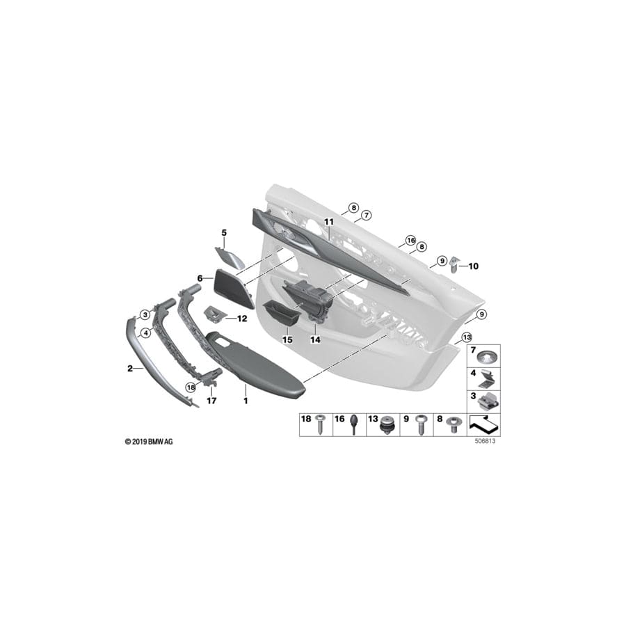 Genuine BMW 51427489295 G30 G31 Armrest, Rear Left COGNAC (Inc. 520i, 530iX & 540iX)