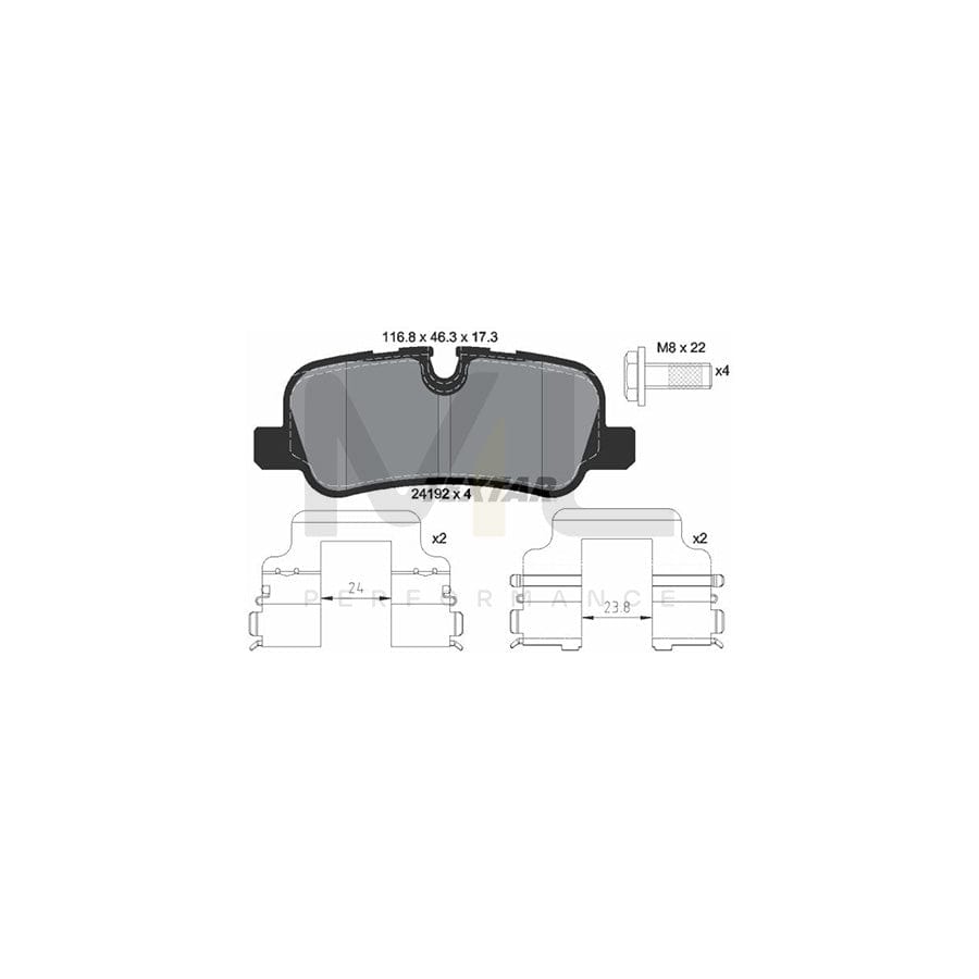 TEXTAR 2419282 Brake pad set epad, prepared for wear indicator, with brake caliper screws, with accessories | Performance Parts Direct Car Parts