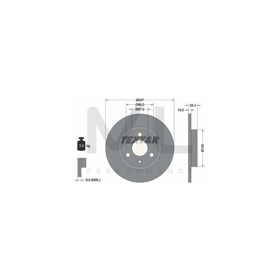 TEXTAR 92067300 Brake Disc Solid, without wheel hub, without wheel studs | Performance Parts Direct Car Parts