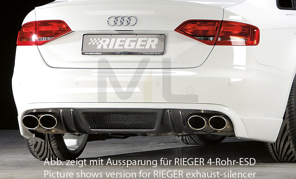 Rieger 00099072 Audi B8 B81 A4 Rear Diffuser for Original Tailpipe Left & RIght - Carbon-Look