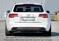 Rieger 00088044 Audi 4F A6 Rear Diffuser for Original Tailpipe Left & RIght - Glossy Black