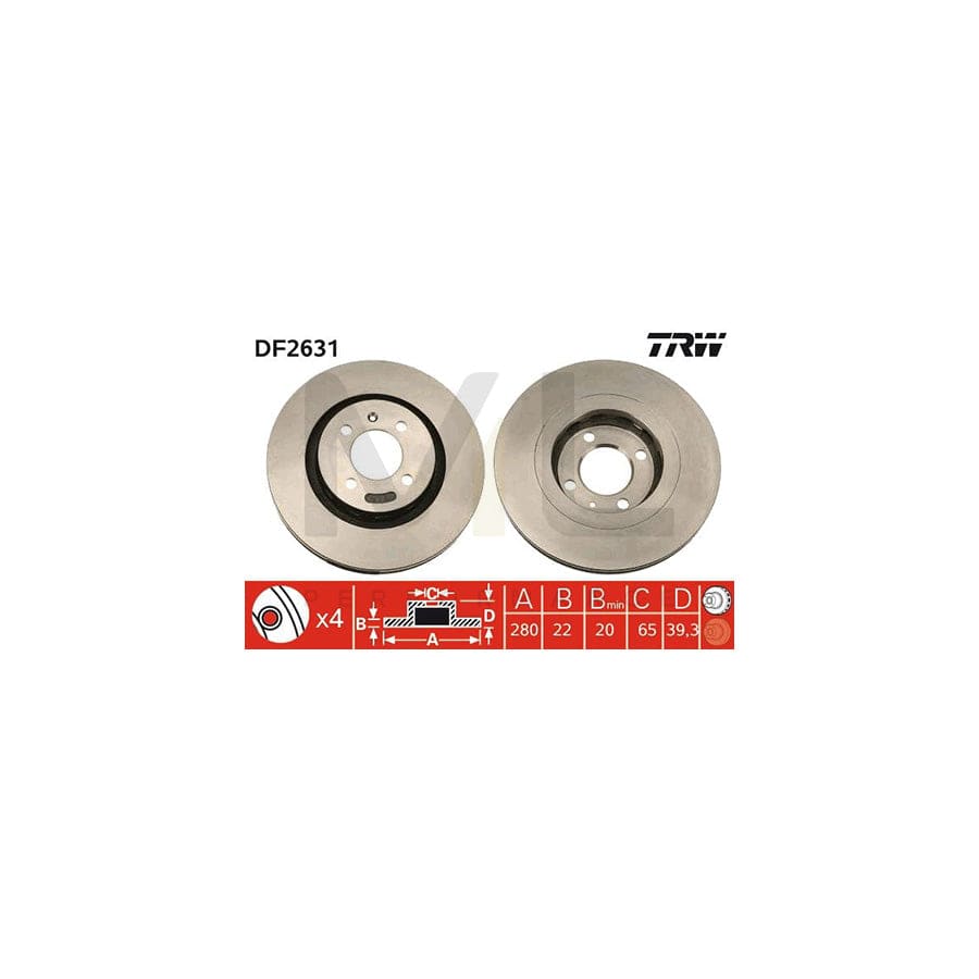 TRW DF2631 Brake Disc Vented, Painted | Performance Parts Direct Car Parts