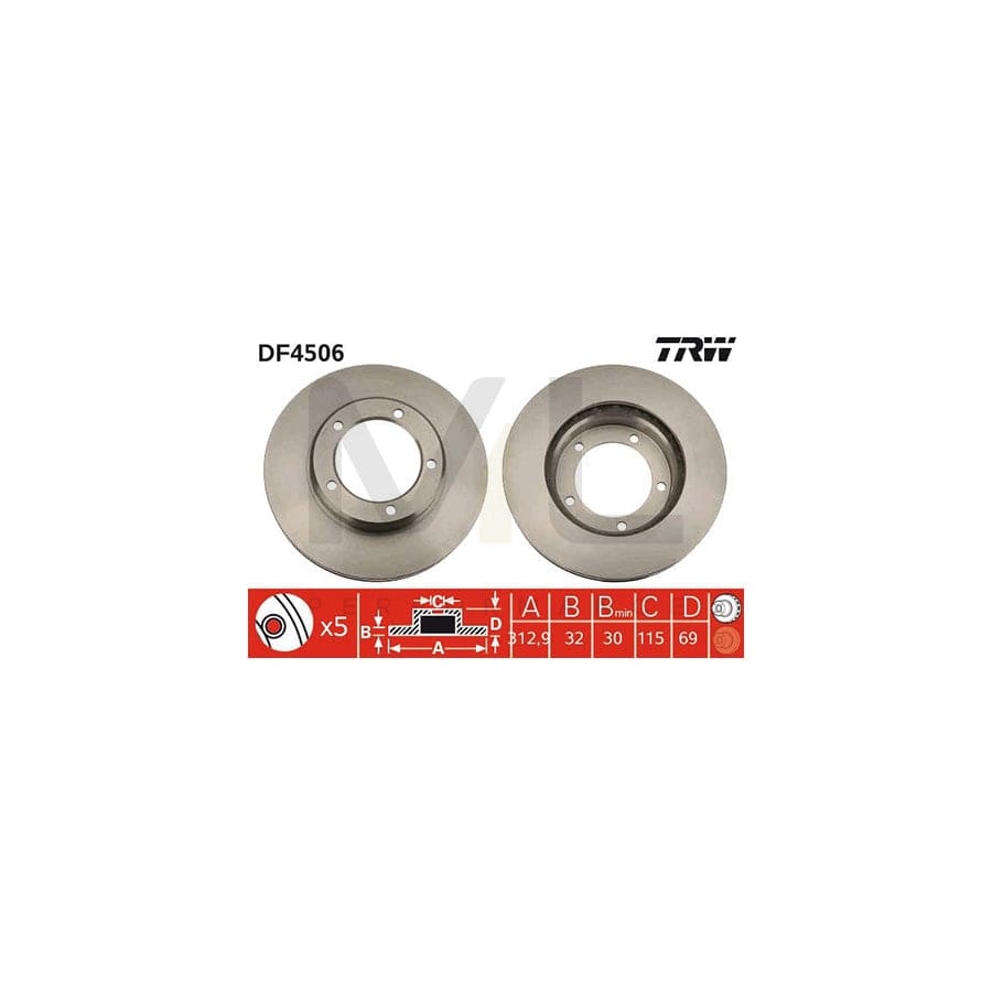TRW DF4506 Brake Disc Vented, Painted | Performance Parts Direct Car Parts