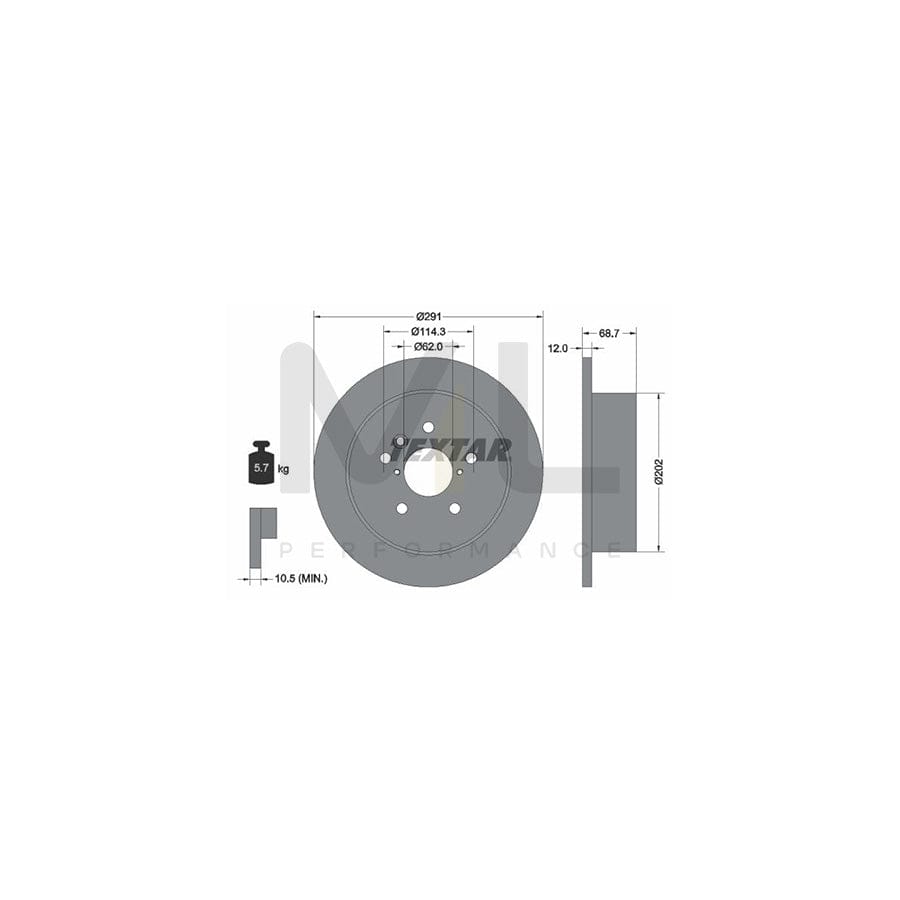 TEXTAR 92144200 Brake Disc Solid, without wheel hub, without wheel studs | Performance Parts Direct Car Parts