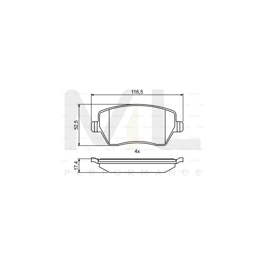 Bosch 0986494856 Brake Pad Set With Anti-Squeak Plate BP2030 | Performance Parts Direct Car Parts