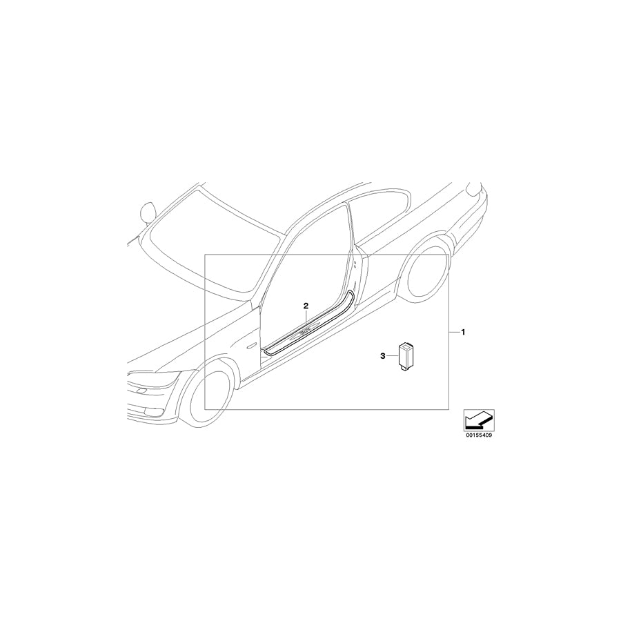 Genuine BMW 51470429899 E92 E93 Illuminated Door Sill Strip Retrofit Kit (Inc. M3, 328i & 335is) |