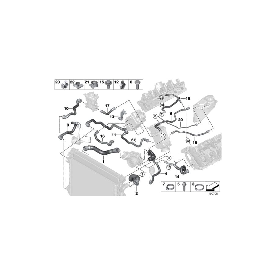 Genuine BMW 17127536486 G06 G05 G07 Hose Radiator-Water Pump (Inc. X5 50iX, X7 M50iX & X7 50iX)