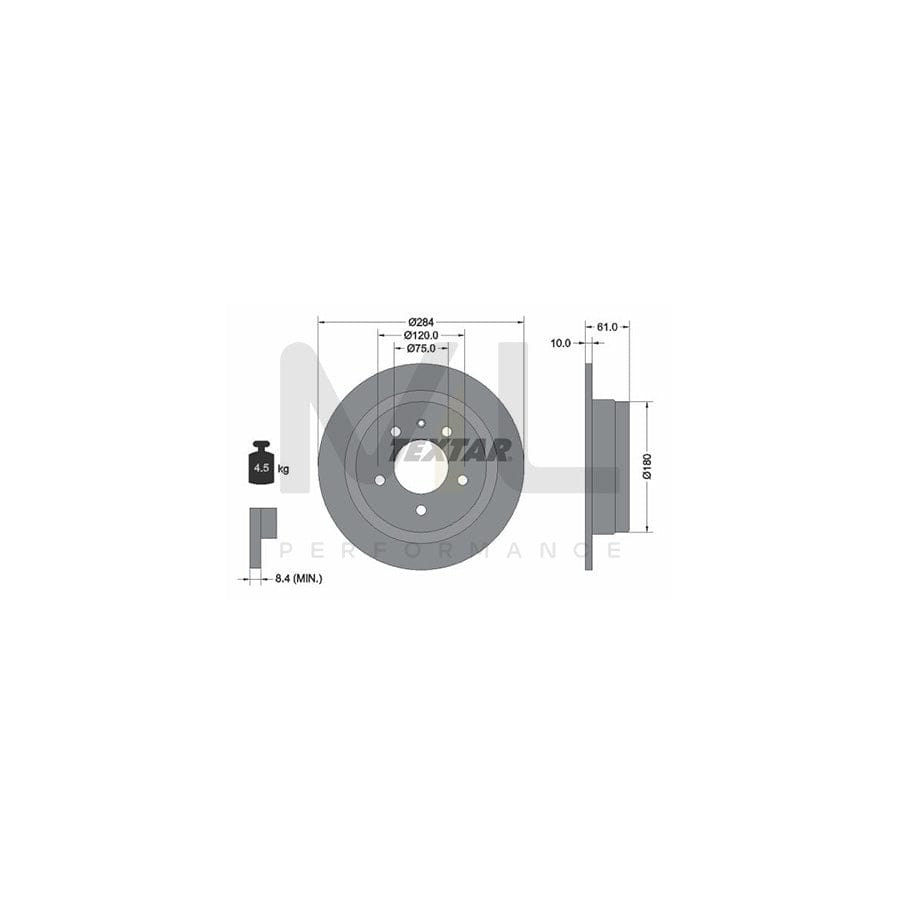 TEXTAR 92022400 Brake Disc Solid, without wheel hub, without wheel studs | Performance Parts Direct Car Parts