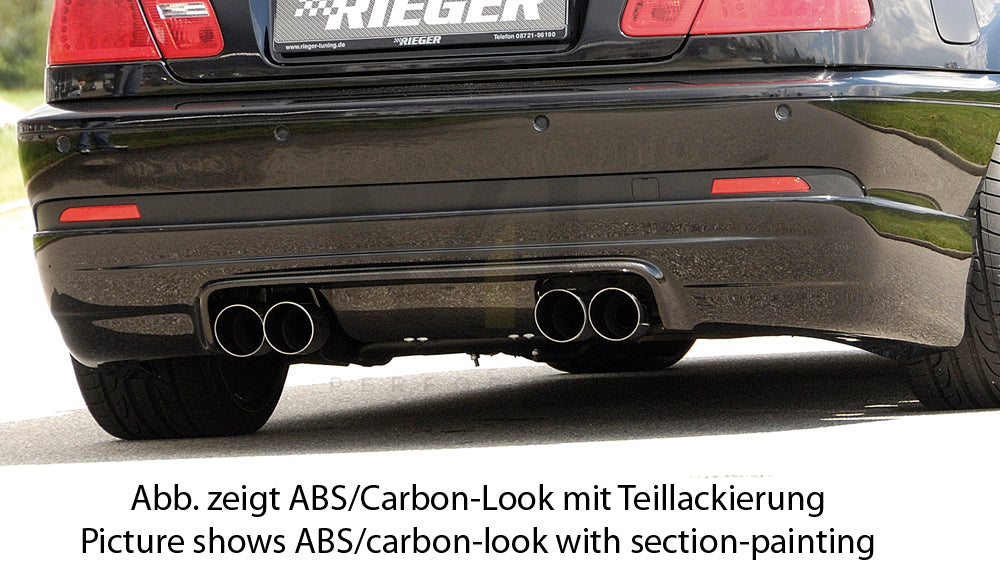Rieger 00099576 BMW 3 Series E46 Rear Diffuser for Twin Tailpipe Left & Right - Carbon-Look