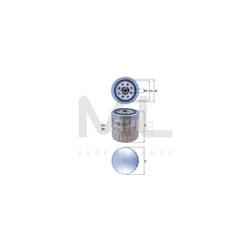 MAHLE ORIGINAL KC 63/1D Fuel filter Spin-on Filter | Performance Parts DirectCar Parts