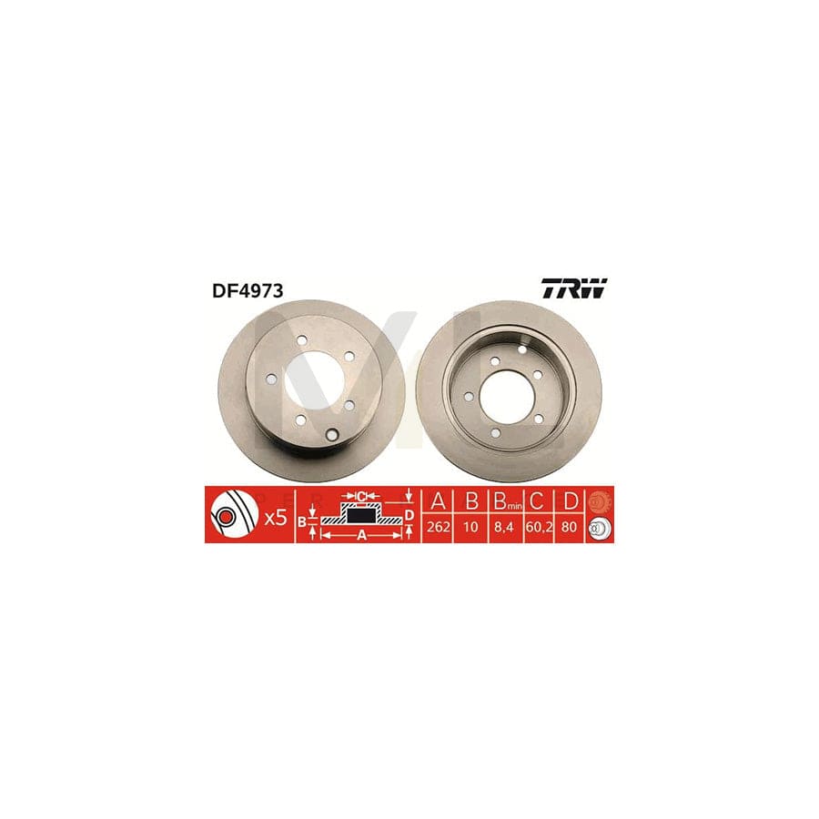 TRW DF4973 Brake Disc for MITSUBISHI LANCER Solid, Painted | Performance Parts Direct Car Parts