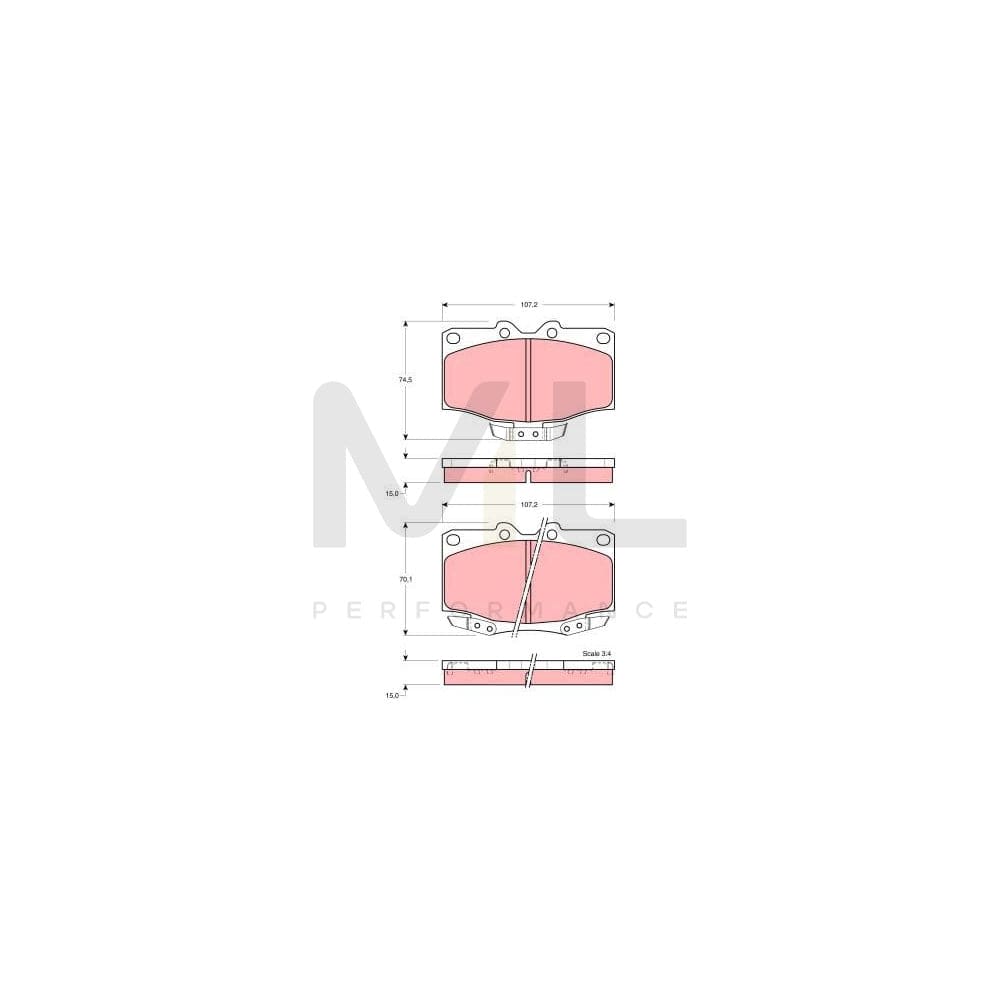 TRW Gdb1133 Brake Pad Set For Toyota Land Cruiser With Acoustic Wear Warning | Performance Parts Direct Car Parts