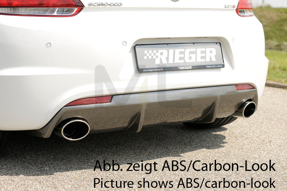 Rieger 00088098 VW 13 Scirocco R Rear Diffuser for Original Tailpipe Left & RIght - Glossy Black