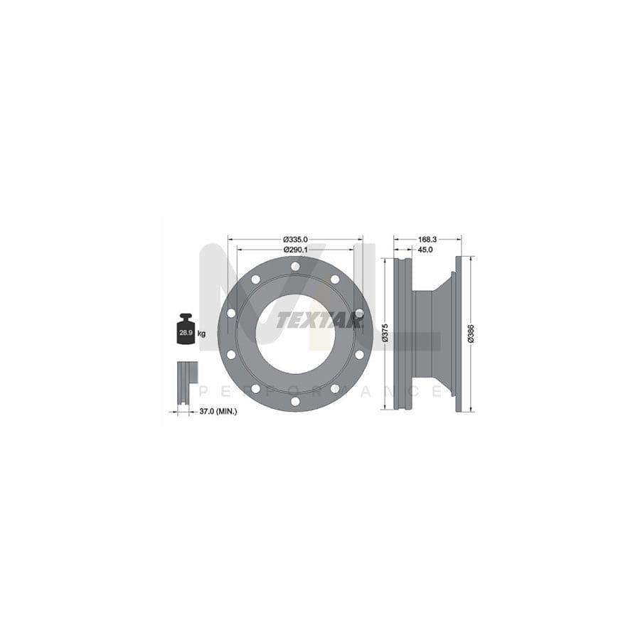 TEXTAR 93308800 Brake Disc Internally Vented | Performance Parts Direct Car Parts