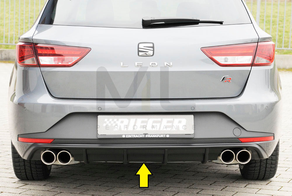 Rieger 00088139 SEAT 5F Leon FR Rear Diffuser for Twin Tailpipe Left & Right - Glossy Black