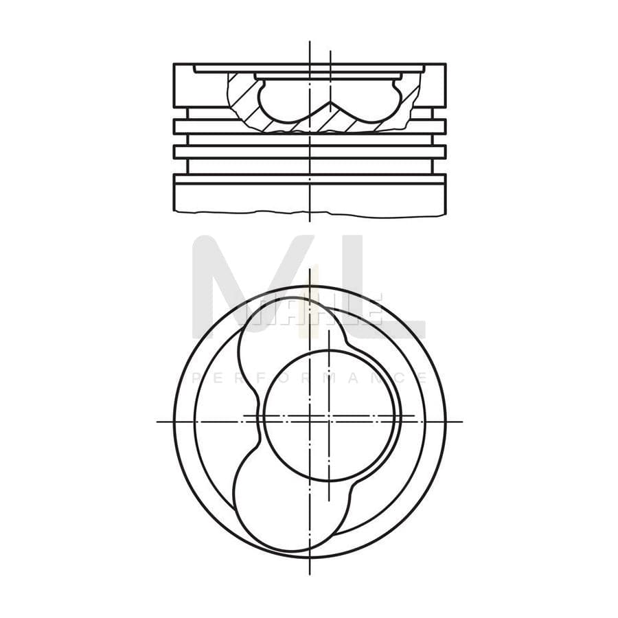 MAHLE ORIGINAL 030 58 01 Piston 81,26 mm, with piston ring carrier, without cooling duct | Performance Parts DirectCar Parts