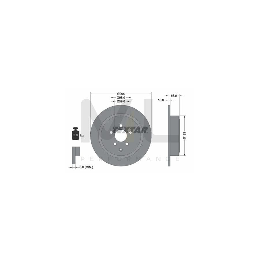 TEXTAR 92074100 Brake Disc Solid, without wheel hub, without wheel studs | Performance Parts Direct Car Parts