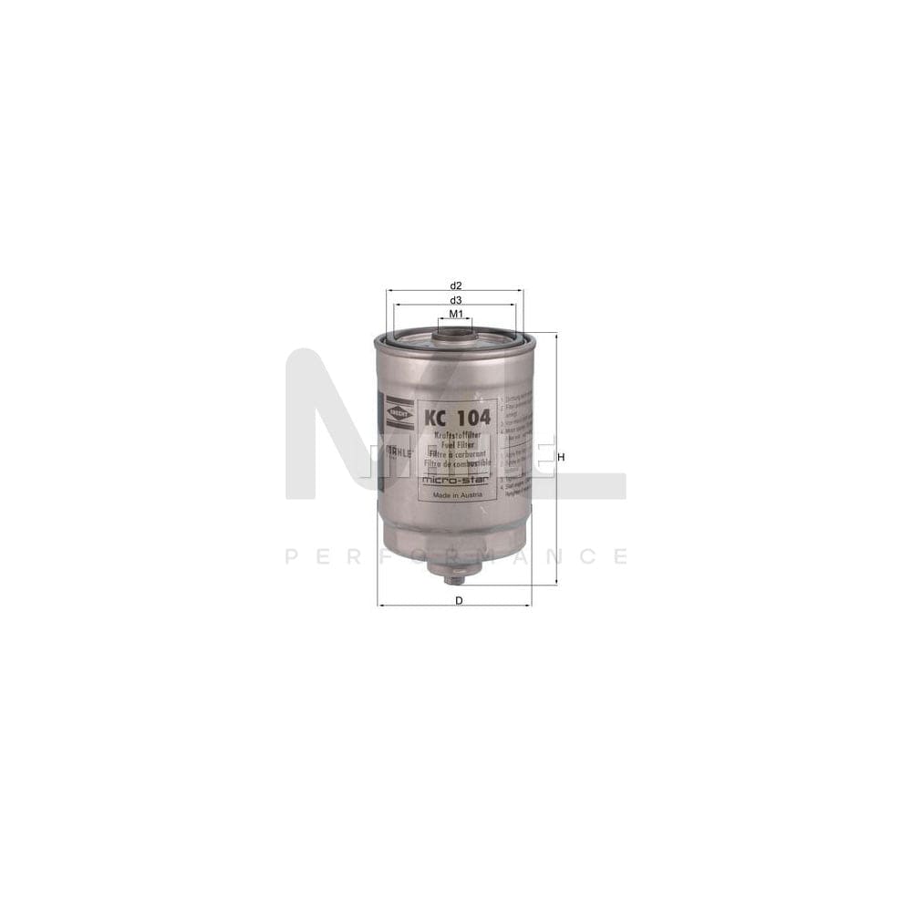 MAHLE ORIGINAL KC 104 Fuel filter Spin-on Filter | Performance Parts DirectCar Parts