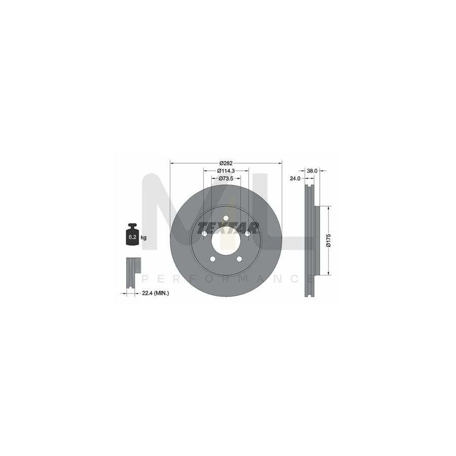 TEXTAR 92108700 Brake Disc Internally Vented, without wheel hub, without wheel studs | Performance Parts Direct Car Parts