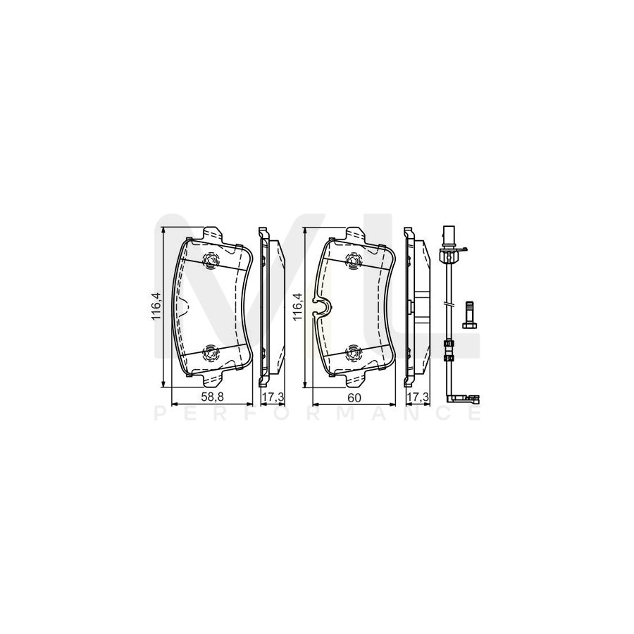 Bosch 0986Tb3177 Brake Pad Set Incl. Wear Warning Contact, With Bolts  | Performance Parts Direct Car Parts