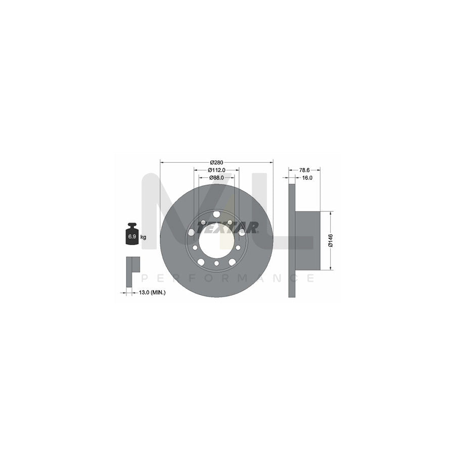 TEXTAR 93012400 Brake Disc Solid, without wheel hub, without wheel studs | Performance Parts Direct Car Parts