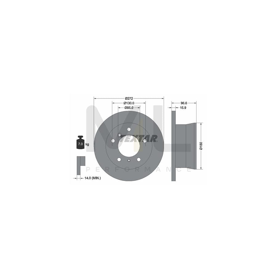 TEXTAR PRO 92137603 Brake Disc Solid, Coated, without wheel hub, without wheel studs | Performance Parts Direct Car Parts
