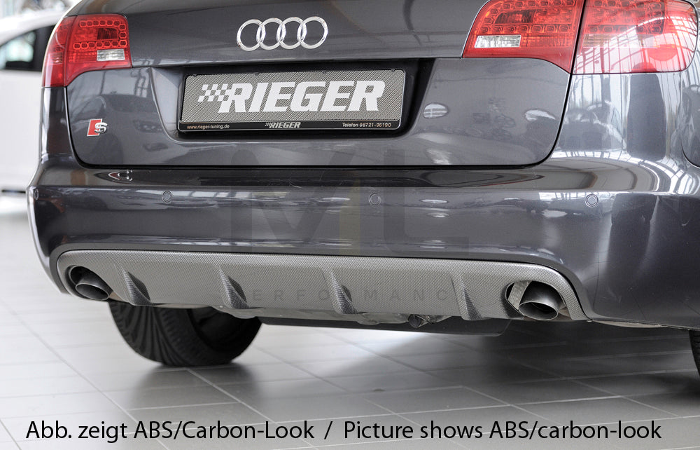 Rieger 00088051 Audi 4F A6 Rear Diffuser for Original Tailpipe Left & RIght - Glossy Black