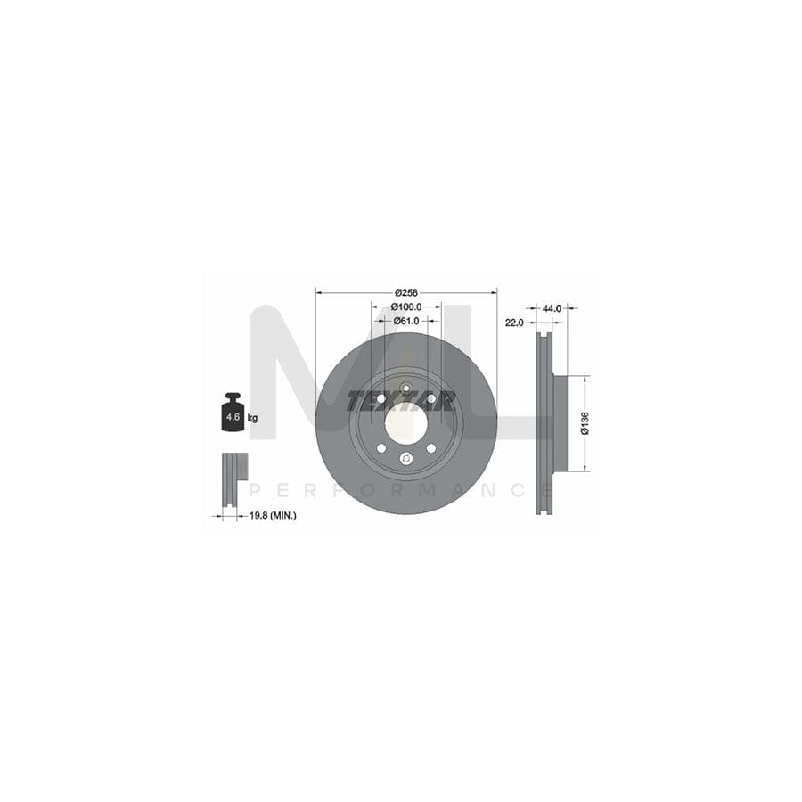 TEXTAR 92255200 Brake Disc Internally Vented, without wheel hub, without wheel studs | Performance Parts Direct Car Parts