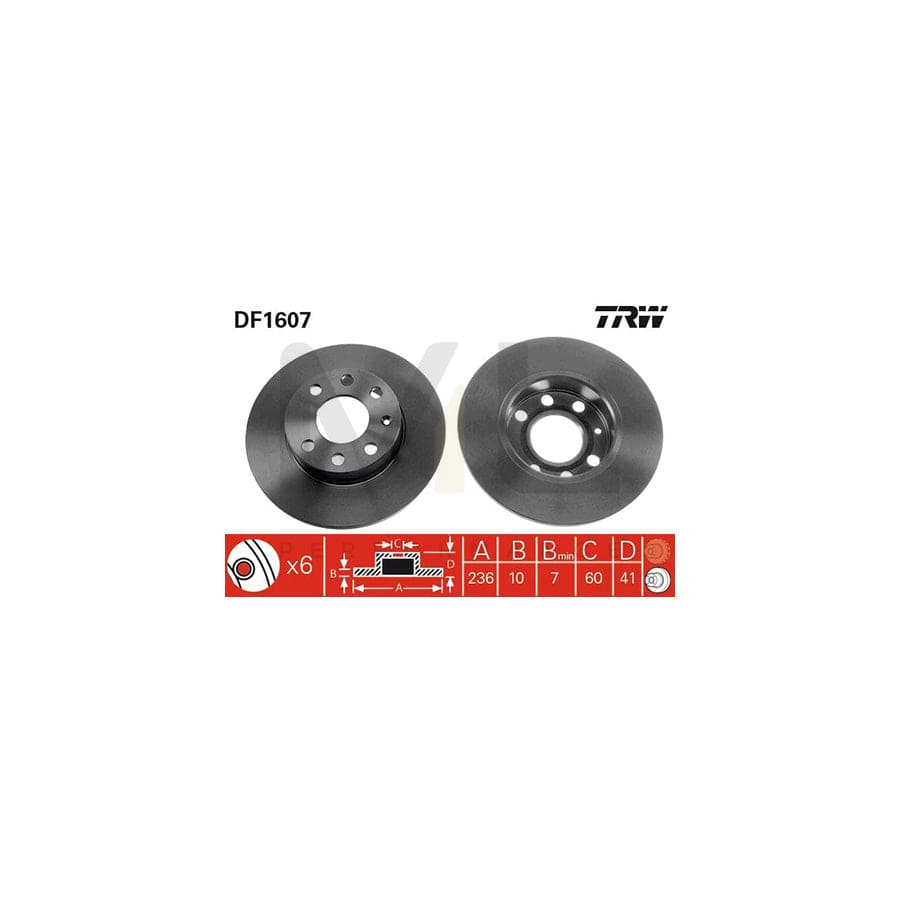 TRW DF1607 Brake Disc Solid, Painted, with bolts/screws | Performance Parts Direct Car Parts