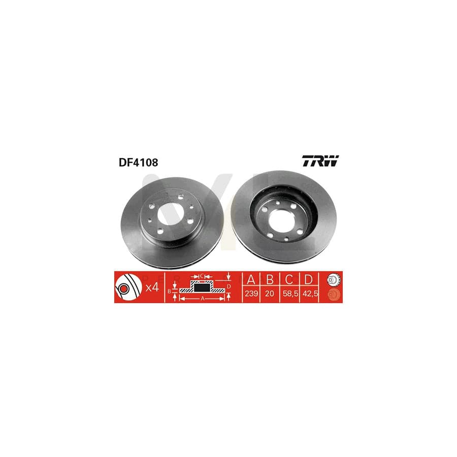 TRW DF4108 Brake Disc Vented, Painted | Performance Parts Direct Car Parts
