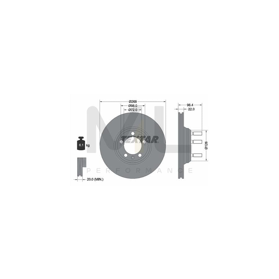 TEXTAR 92033600 Brake Disc Internally Vented, with wheel studs, without wheel hub | Performance Parts Direct Car Parts