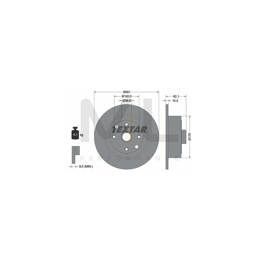 TEXTAR 92042000 Brake Disc Solid, with wheel hub, without wheel studs | Performance Parts Direct Car Parts