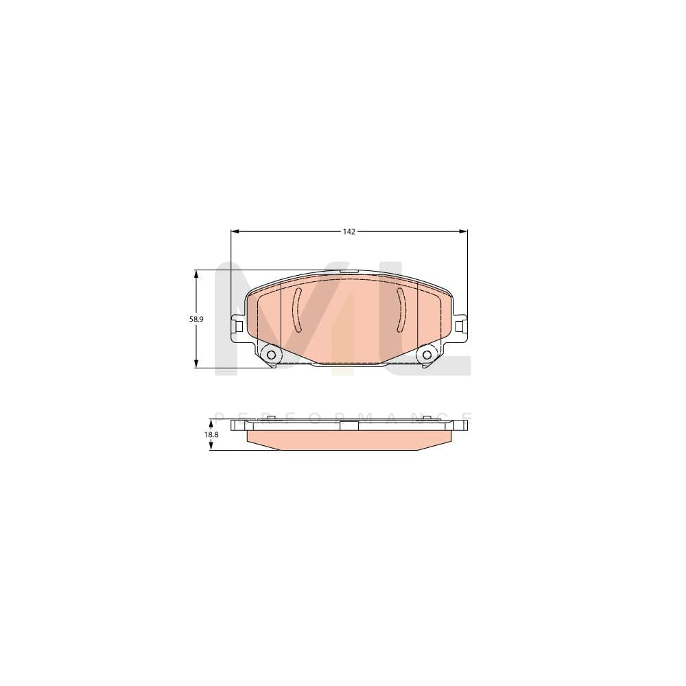 TRW Gdb2268 Brake Pad Set Not Prepared For Wear Indicator | Performance Parts Direct Car Parts