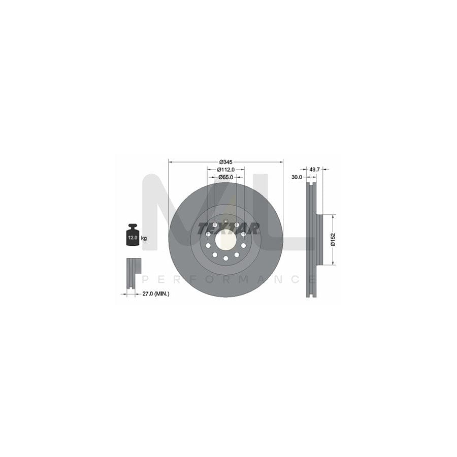 TEXTAR 92120600 Brake Disc Internally Vented, without wheel hub, without wheel studs | Performance Parts Direct Car Parts