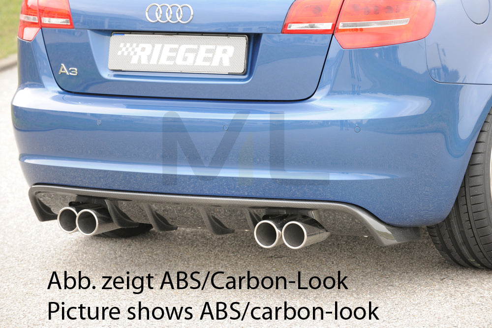 Rieger 00056777 Audi 8P A3 Rear Diffuser for Sport Tailpipe Left & Right -  Matte Black