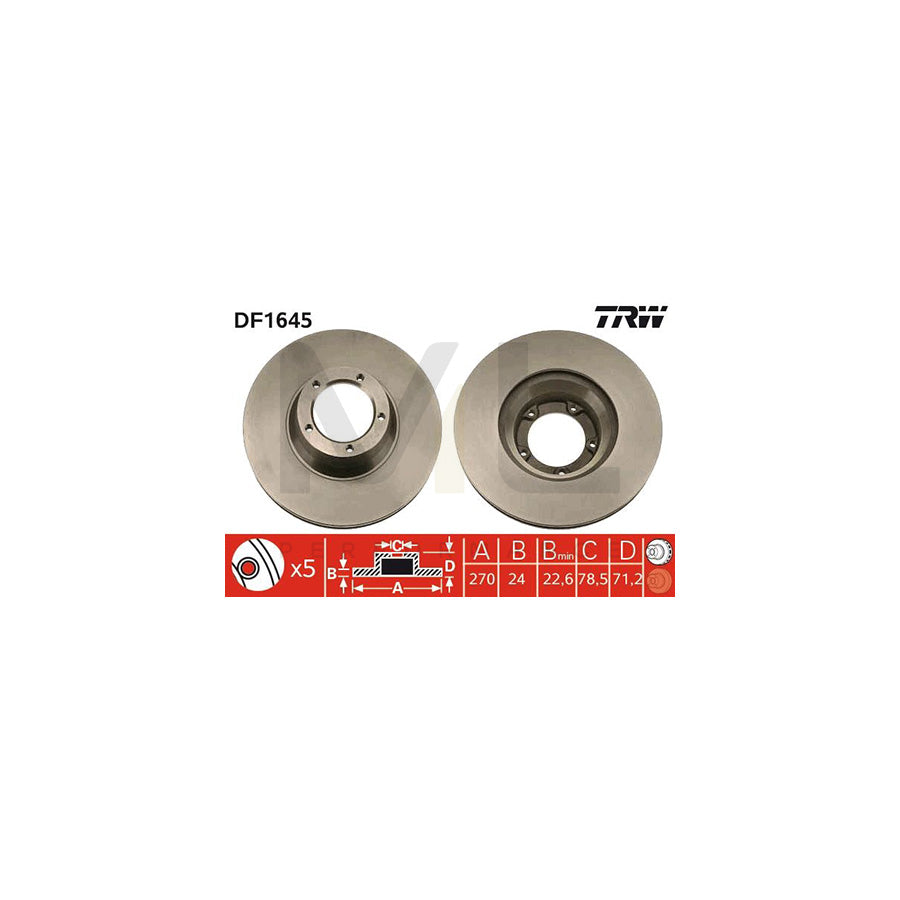 TRW DF1645 Brake Disc for FORD TRANSIT Vented | Performance Parts Direct Car Parts