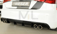 Rieger 00088142 Audi 8V A3 Rear Diffuser for Twin Tailpipe Left & Right - Glossy Black