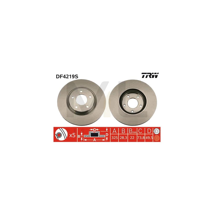 TRW DF4219S Brake Disc Vented, Painted | Performance Parts Direct Car Parts