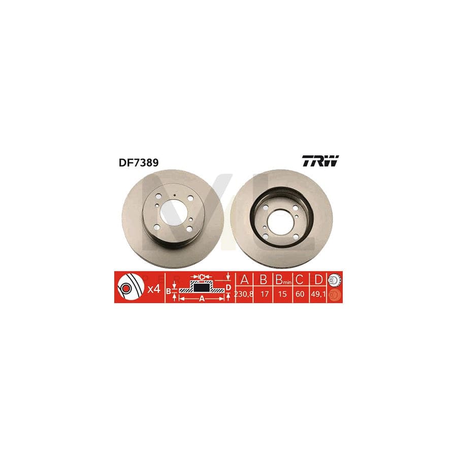 TRW DF7389 Brake Disc Vented, Painted | Performance Parts Direct Car Parts