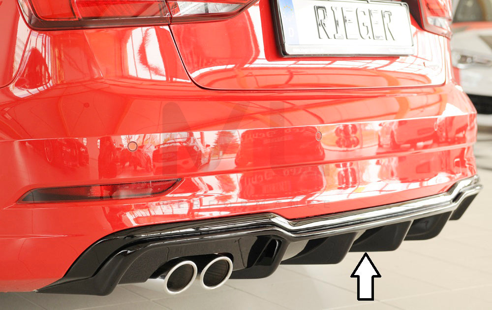 Rieger 00088184 Audi 8V A3 Rear Diffuser for Twin Tailpipe Left - Glossy Black