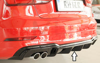 Rieger 00088184 Audi 8V A3 Rear Diffuser for Twin Tailpipe Left - Glossy Black